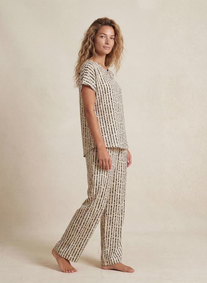 ميش طقم من بيجاما وبلوزة قطن بطبعة مخططة - Image 2